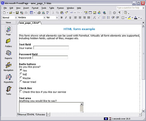 Open your form in FrontPage